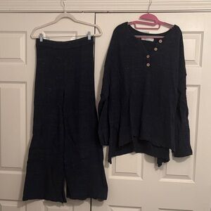 Free People Navy Hailee Sweater Set